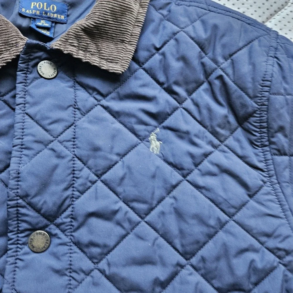 Polo Ralph Lauren Boys XL 18/20 Quilted Jacket Navy Blue Barn Coat Corduroy...